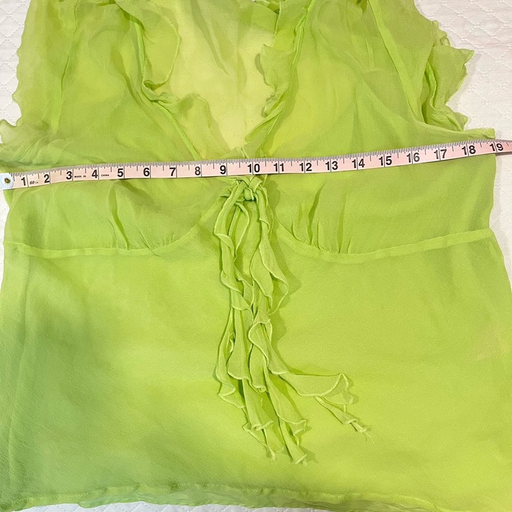 Worthington Lime Ruffle Chiffon with inside camsole Blouse - Picture 7 of 10